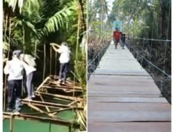 Kepedulian Gubernur Mirza, Jembatan Gantung Penting Bagi Pelajar Berfungsi Kembali